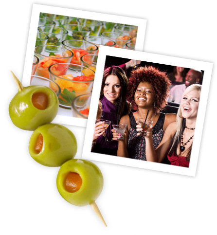 Images including Girls out Having Fun at a Social Event, Dishes of Delicious Food and Olives for Your Favorite Beverage